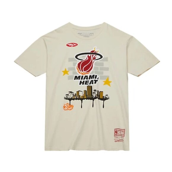 NEW Men's XL Miami Heat Mitchell & Ness x Tats Cru Hardwood Classics T-Shirt MS - Picture 1 of 5